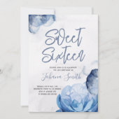 Sweet sixteenブルーウォーターカラー16誕生日 招待状 (正面)