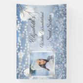 Sweet sixteenブルーホワイトウィンターワンダーランドスノーバ 横断幕 (縦)