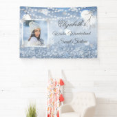 Sweet sixteenブルーホワイトウィンターワンダーランドスノーバ 横断幕 (インサイチュ)