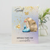 *~*SWEET SIXTEENブルーマーメイドグラデーション16誕生日 招待状 (スタンド正面)