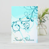 Sweet sixteenブルー渦巻き旋回16パーティの招待状 招待状 (スタンド正面)