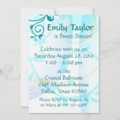 Sweet sixteenブルー渦巻き旋回16パーティの招待状 招待状 (裏面)