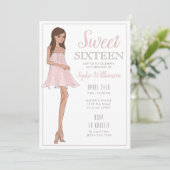 Sweet sixteenブロンドガール誕生日招待状 招待状 (スタンド正面)