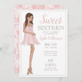 Sweet sixteenブロンドガール誕生日招待状 招待状 (正面/裏面)