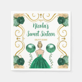 Sweet sixteenブロンドプリンセスイングリーン スタンダードカクテルナプキン