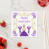 Sweet sixteenブロンドプリンセスインパープル スタンダードカクテルナプキン (インサイチュ)