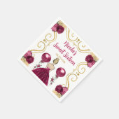 Sweet sixteenブロンドプリンセスインブルゴーニュレッド スタンダードカクテルナプキン (角)