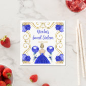 Sweet sixteenブロンドプリンセスインブルー スタンダードカクテルナプキン (インサイチュ)
