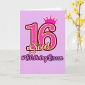 Sweet sixteenプリンセスクラウン16誕生日クイーン カード (黄色い花)
