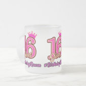 Sweet sixteenプリンセスクラウン16誕生日クイーン フロストグラスマグカップ (正面左)