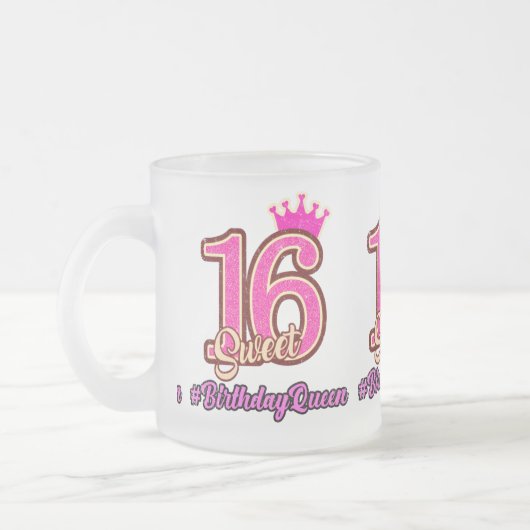 Sweet sixteenプリンセスクラウン16誕生日クイーン フロストグラスマグカップ (左)