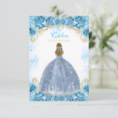 Sweet sixteenベビーブルー誕生日招待状カード エンクロージャーカード (スタンド正面)