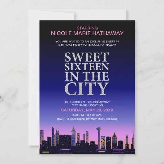 Sweet sixteenポスターパーティの招待状 招待状 (正面)
