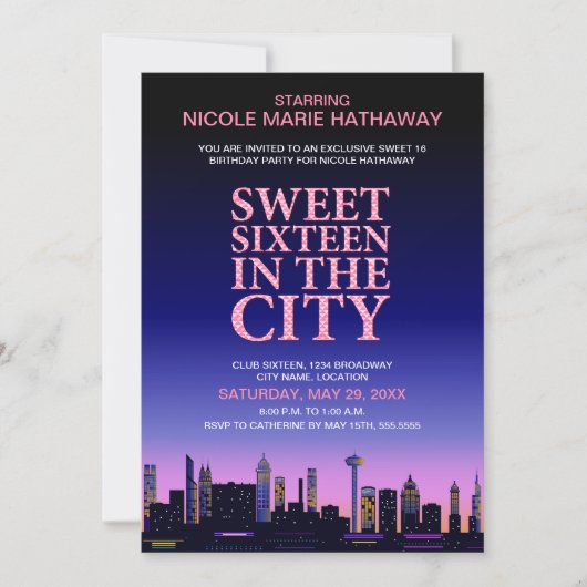 Sweet sixteenポスターパーティー 招待状 (正面)