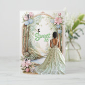 Sweet sixteenミントグリーンドレスフォレストの妖精 招待状 (スタンド正面)