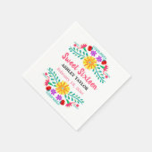 Sweet sixteenメキシカンフィエスタホワイト&ピンクフローラ スタンダードカクテルナプキン (角)