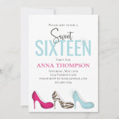 Sweet sixteenモダングラムガーリー誕生日 招待状 (正面)