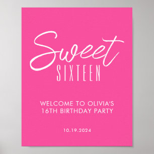 sweet sixteenモダンピンク16歳の誕生日へようこそ ポスター