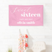 Sweet sixteenモダンピンク16誕生日 横断幕 (インサイチュ)