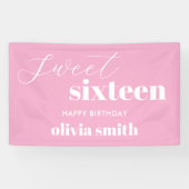 Sweet sixteenモダンピンク16誕生日 横断幕 (横)