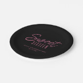 sweet sixteenモダンブラックピンクガールズ16位パーティー ペーパープレート (アングル)