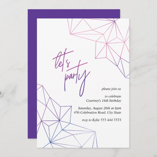 Sweet sixteenモダン等生誕会 招待状 (正面/裏面)