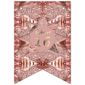 Sweet sixteenモダン16誕生日バラ金ゴールド星 バンティングフラッグ (第3の旗)