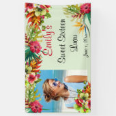 Sweet sixteenルアウ（ハワイ式宴会）、レッドハイビスカス、カスタム 横断幕 (縦)