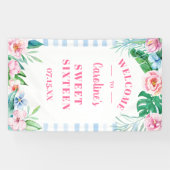 Sweet sixteenルアウ（ハワイ式宴会）熱帯フローラビーチハワイアン 横断幕 (横)