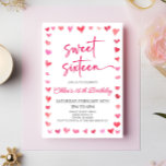 Sweet sixteenレッドピンクハート16th誕生日パーティー 招待状<br><div class="desc">これはSweet sixteenレッドピンクハート16th誕生日パーティーの招待状！</div>