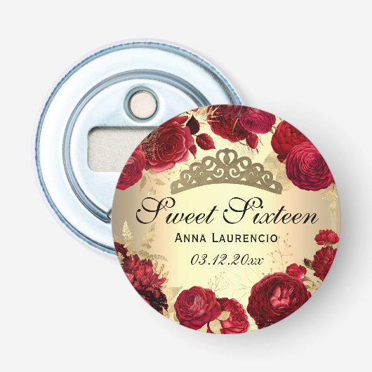 Sweet sixteenレッド金ゴールドフローラバラティアラカスタム 栓抜き (正面)