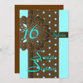 Sweet sixteenレトロ水玉模様招待状-顧客 招待状 (正面/裏面)