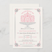 Sweet sixteenレースのようお誕生日ケーキ招待状 招待状 (正面/裏面)