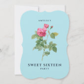 Sweet sixteenヴィンテージバラフラワーボタニックシック 招待状 (正面)