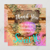 Sweet sixteenヴィンテージボーターコイズ金ゴールド 素朴 サンキューカード (正面/裏面)