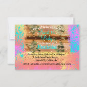 Sweet sixteenヴィンテージボーターコイズ金ゴールド 素朴 招待状 (裏面)