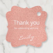 Sweet sixteen上の白い手書きバラ金ゴールド フェイバータグ (裏面)