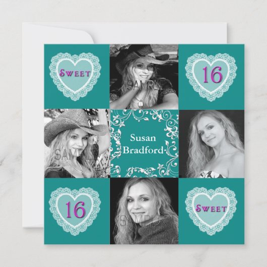 SWEET SIXTEEN光誕生日招待状 招待状 (正面)