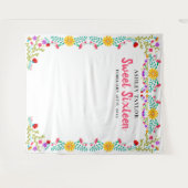 Sweet sixteen写真背景メキシコの花ホワイト タペストリー (正面(横))