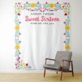 Sweet sixteen写真背景メキシコの花ホワイト タペストリー (インサイチュ)