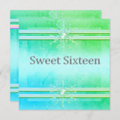 SWEET SIXTEEN招待状ライトグリーン結晶 招待状 (正面/裏面)