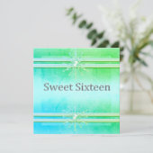 SWEET SIXTEEN招待状ライトグリーン結晶 招待状 (スタンド正面)