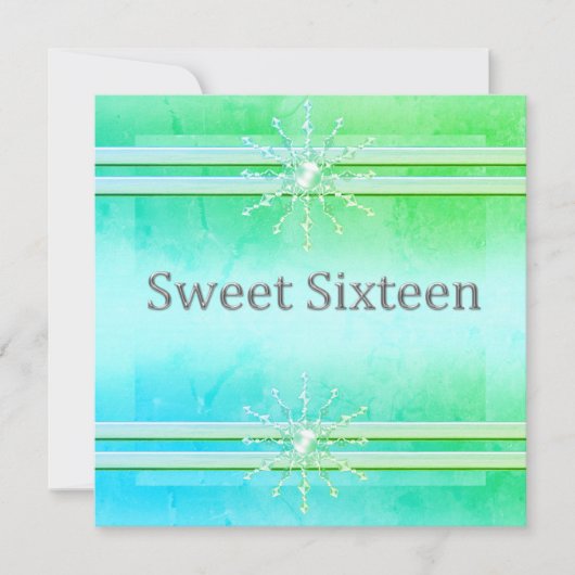 SWEET SIXTEEN招待状ライトグリーン結晶 招待状 (正面)