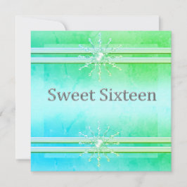 SWEET SIXTEEN招待状ライトグリーン結晶 招待状