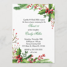 Sweet sixteen招待状植物水彩