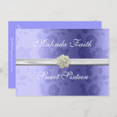 Sweet sixteen招待状、ラベンダー、真珠 招待状 (正面/裏面)