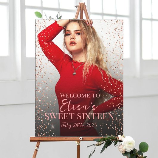Sweet sixteen歓迎サインとキャンバス上の写真 キャンバスプリント