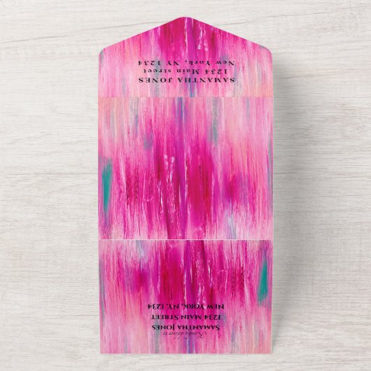 Sweet sixteen水色ピガーリーッかわいらしク オールインワン招待状 (外側)