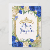 Sweet sixteen王室のブルーバタフライバースデーパーティー 招待状 (裏面)