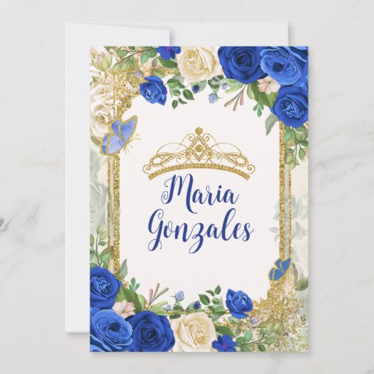 Sweet sixteen王室のブルーバタフライバースデーパーティー 招待状 (裏面)